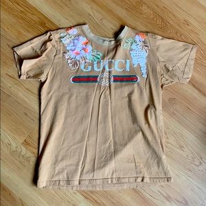 Yellow/Brown Embroidered Gucci Cotton Shirt
